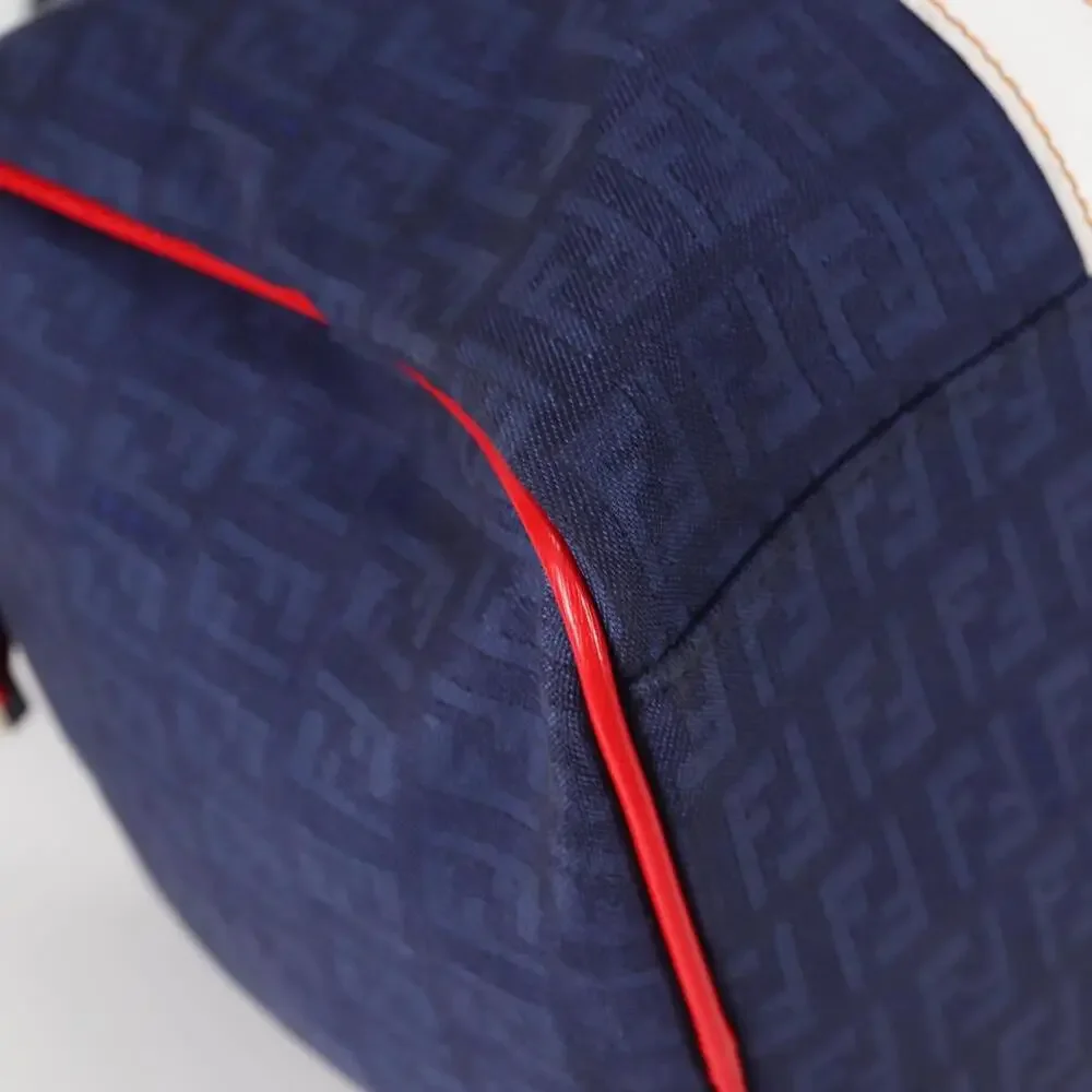 FENDI Zucchino Canvas Boston Bag Navy Gold